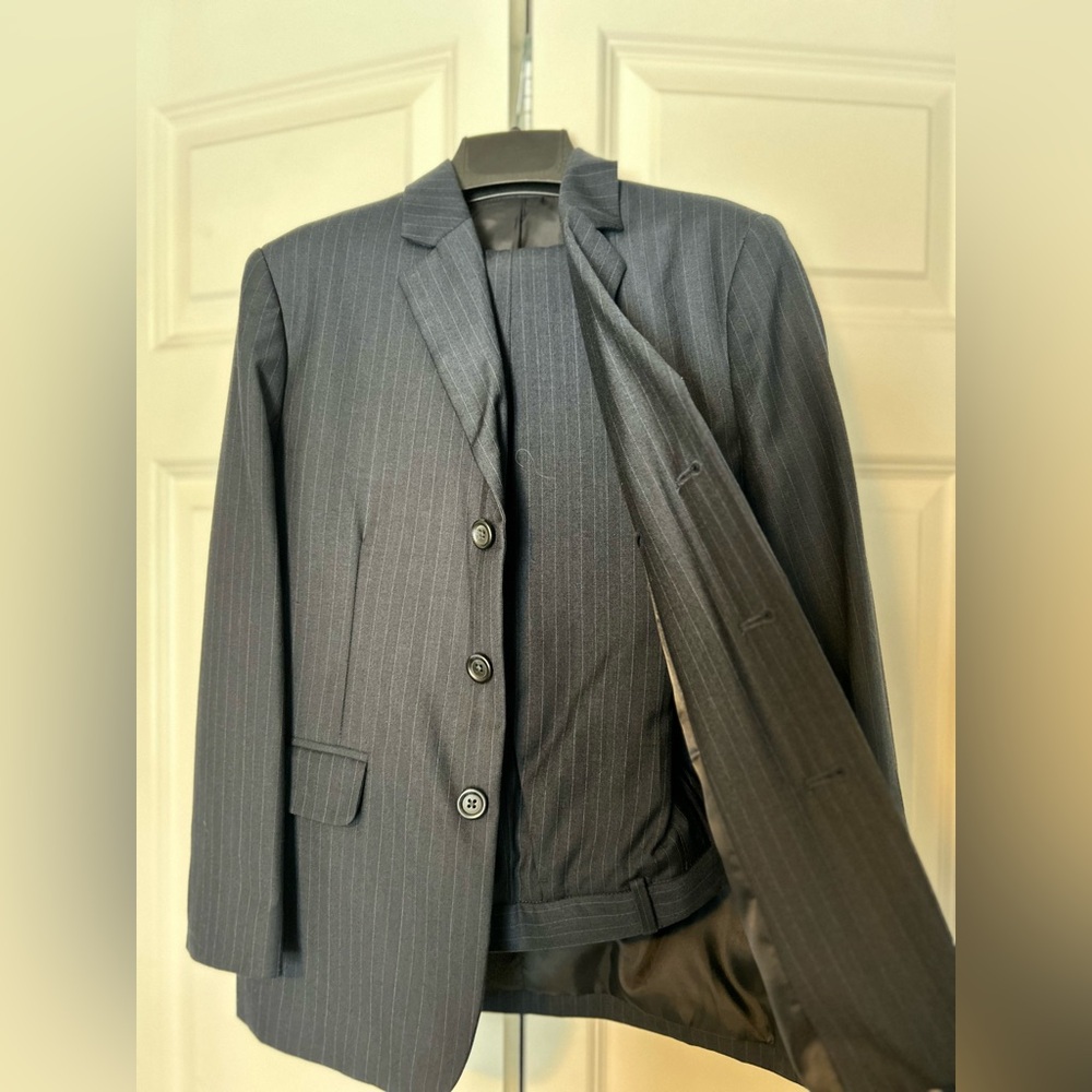 Boys Calvin Klein Gray Pinstripe Suit